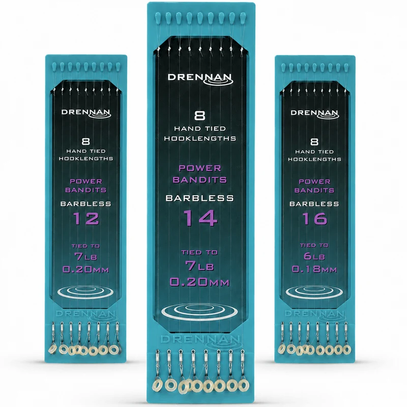 POWER BANDITS BARBLESS HOOKLENGTHS 6" – 15 cm Onderlijnen met Bait Band en zonder Weerhaak