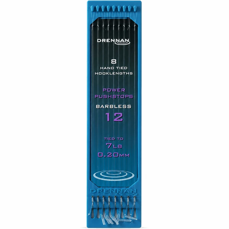 POWER PUSHSTOPS BARBLESS HOOKLENGTHS 6" – 15 cm Onderlijnen met Pushstop en zonder Weerhaak 💰