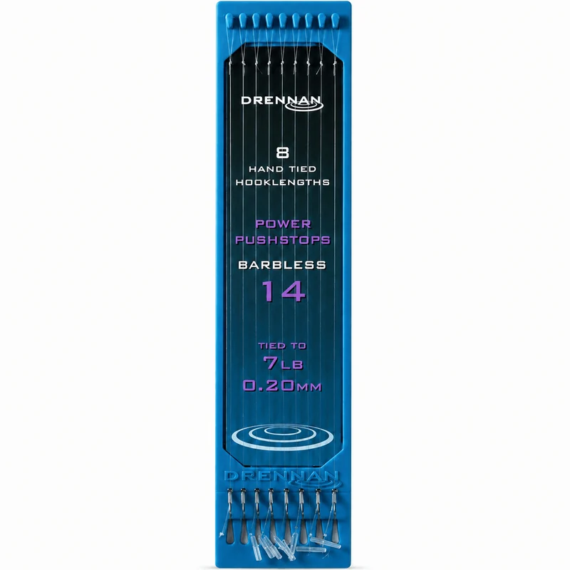 POWER PUSHSTOPS BARBLESS HOOKLENGTHS 6" – 15 cm Onderlijnen met Pushstop en zonder Weerhaak 💰