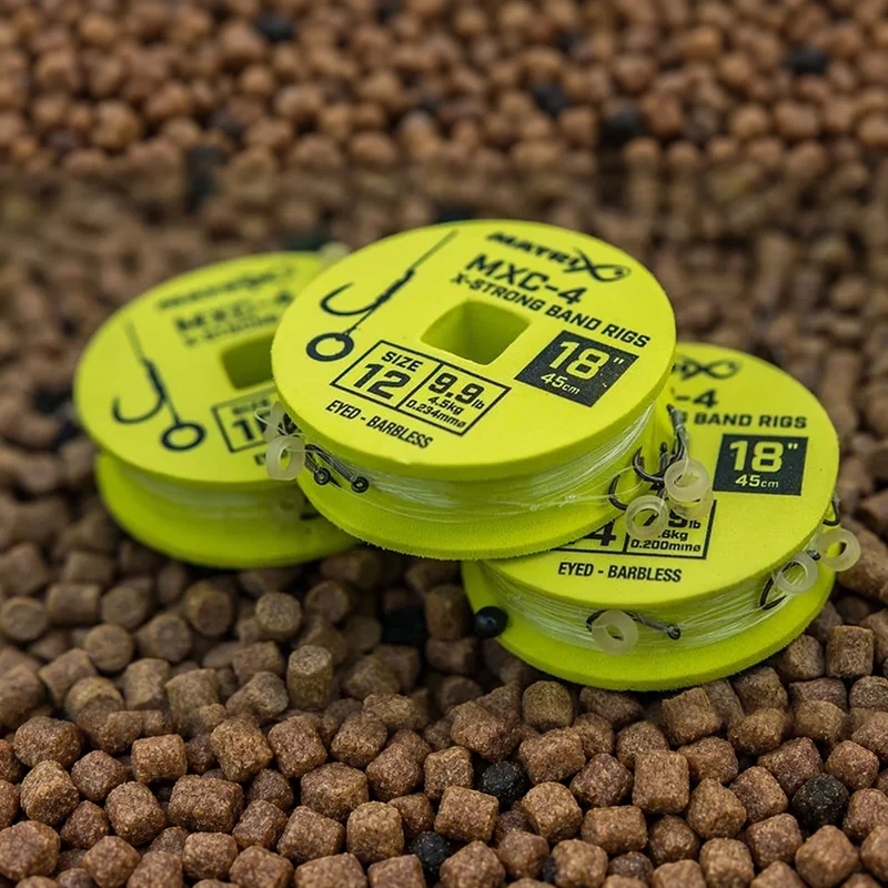 MXC-4 18" X-Strong Bait Band Rigs Eyed Barbless – 45 cm Onderlijnen met Bait Band en zonder Weerhaak