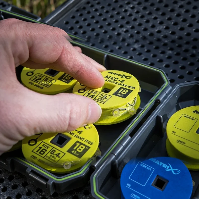 MXC-4 18" X-Strong Bait Band Rigs Eyed Barbless – 45 cm Onderlijnen met Bait Band en zonder Weerhaak