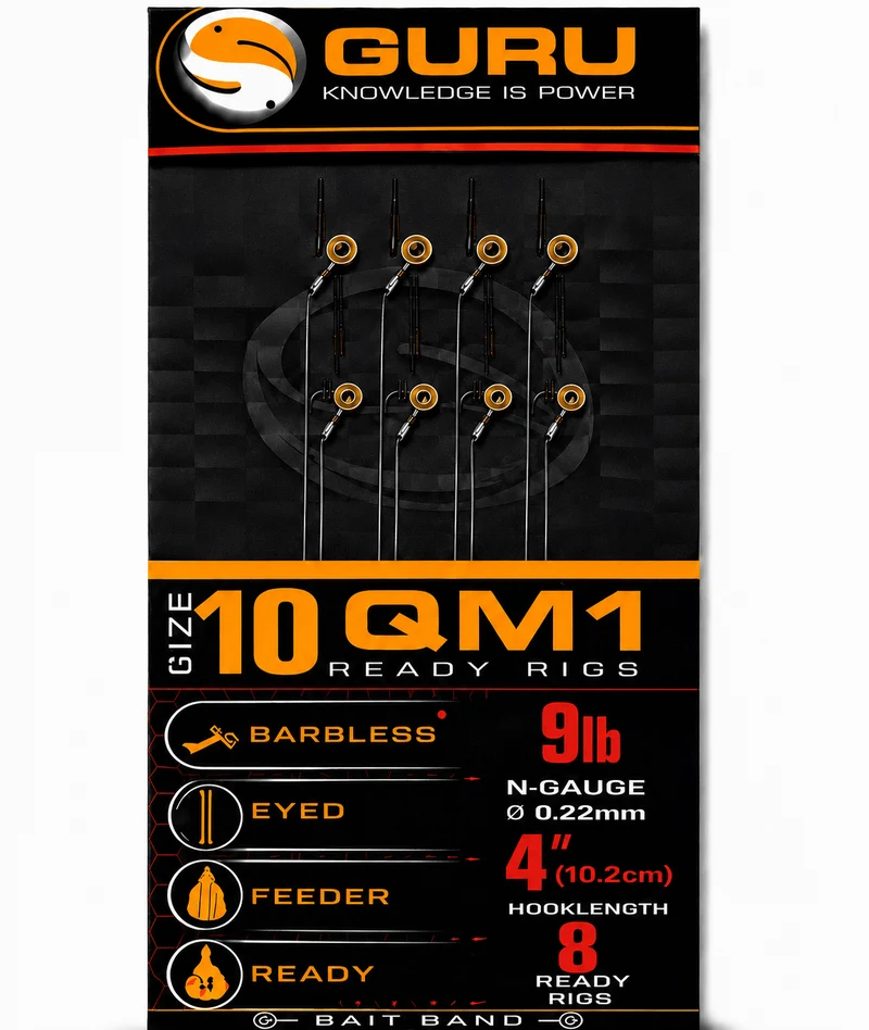 QM1 Bait Band Barbless Rigs 4" & 15" – 10 en 38 cm Onderlijnen met Bait Band en zonder Weerhaak