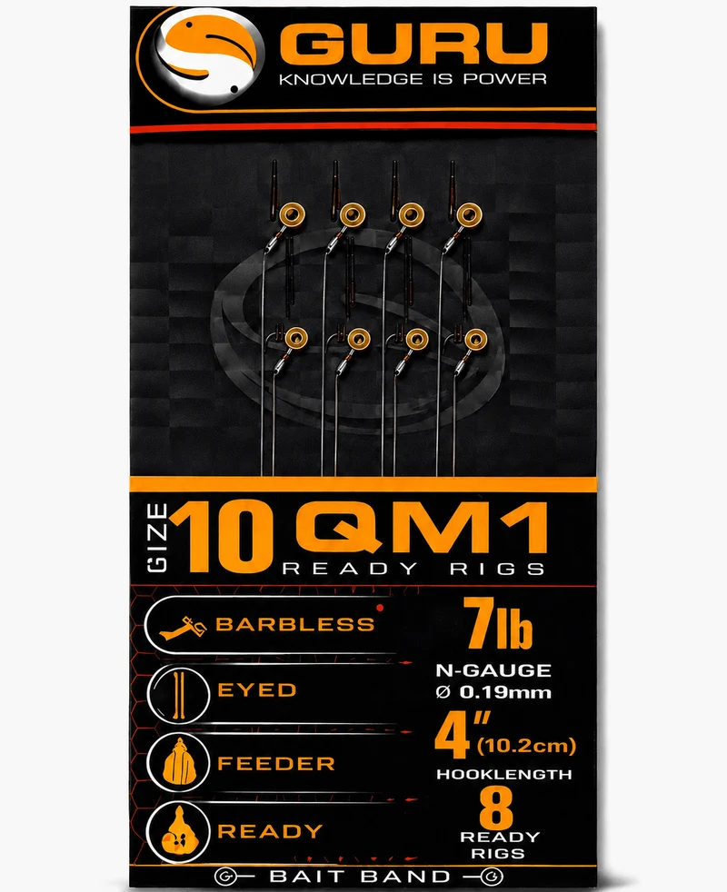QM1 Bait Band Barbless Rigs 4" & 15" – 10 en 38 cm Onderlijnen met Bait Band en zonder Weerhaak