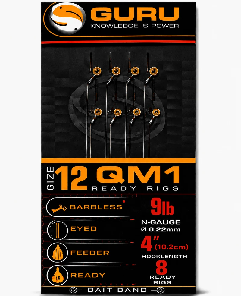 QM1 Bait Band Barbless Rigs 4" & 15" – 10 en 38 cm Onderlijnen met Bait Band en zonder Weerhaak