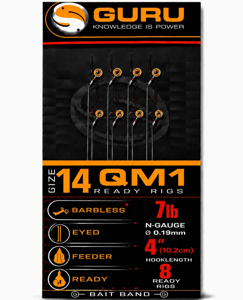 QM1 Bait Band Barbless Rigs 4" & 15" – 10 en 38 cm Onderlijnen met Bait Band en zonder Weerhaak
