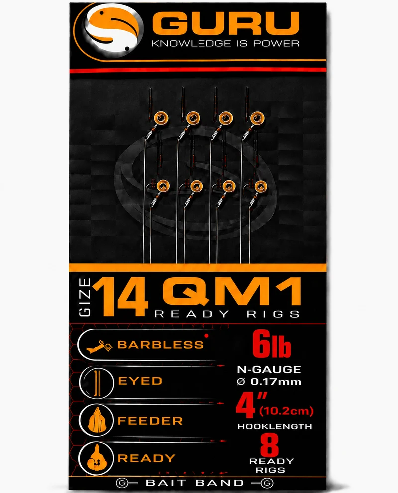 QM1 Bait Band Barbless Rigs 4" & 15" – 10 en 38 cm Onderlijnen met Bait Band en zonder Weerhaak