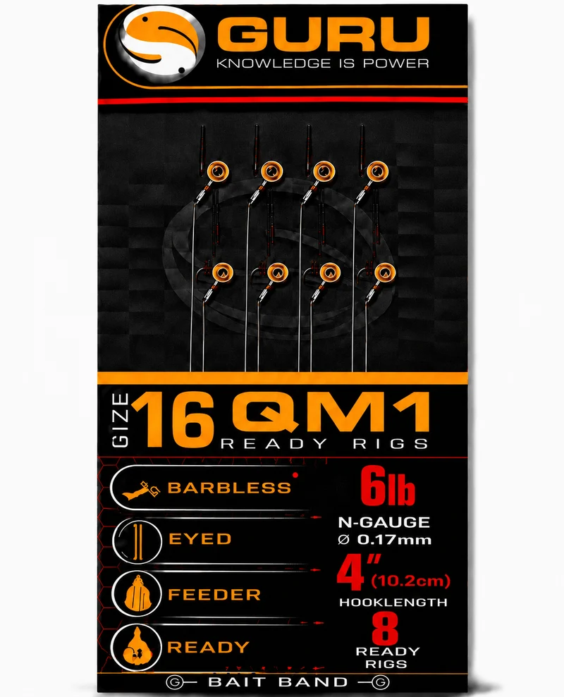 QM1 Bait Band Barbless Rigs 4" & 15" – 10 en 38 cm Onderlijnen met Bait Band en zonder Weerhaak