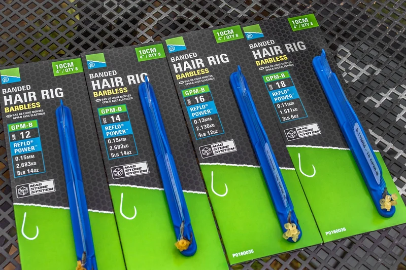 GPM-B Banded Hair Rigs Barbless 4" – 10 cm Onderlijnen met Bait Band en zonder Weerhaak