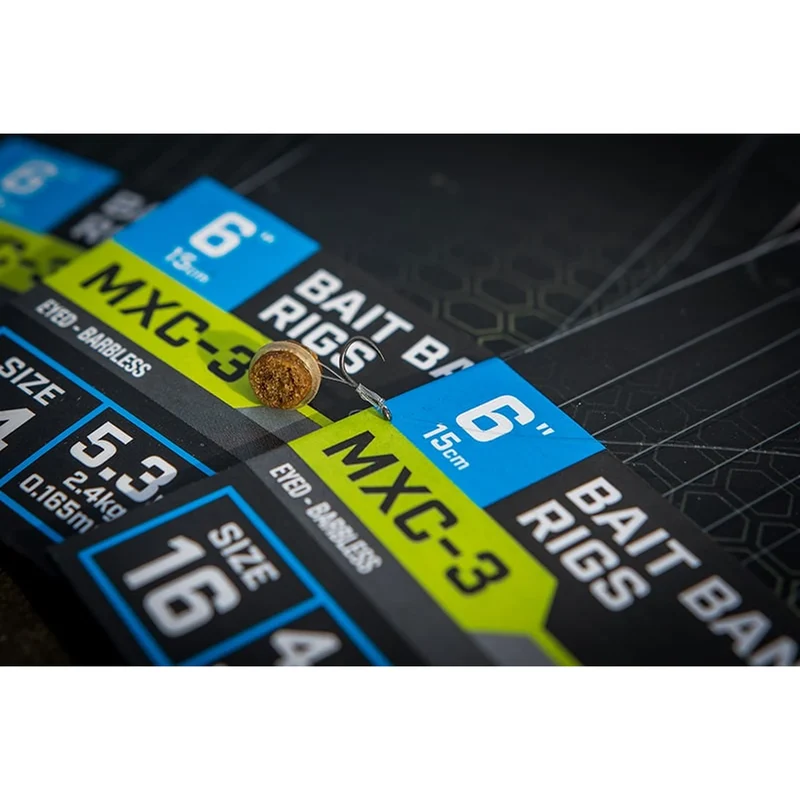 MXC-3 Bait Band Rigs Eyed Barbless 6" – 15 cm Onderlijnen met Bait Band en zonder Weerhaak