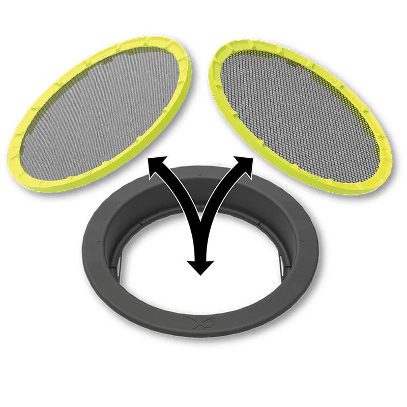 Interchangeable Riddle & Inserts – Verwisselbare Voerzeef met Zeefinzetten