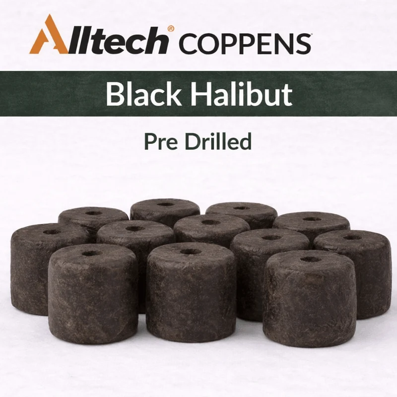 Pre-Drilled Black Halibut – Voorgeboorde Zwarte Zinkende Halibutpellets