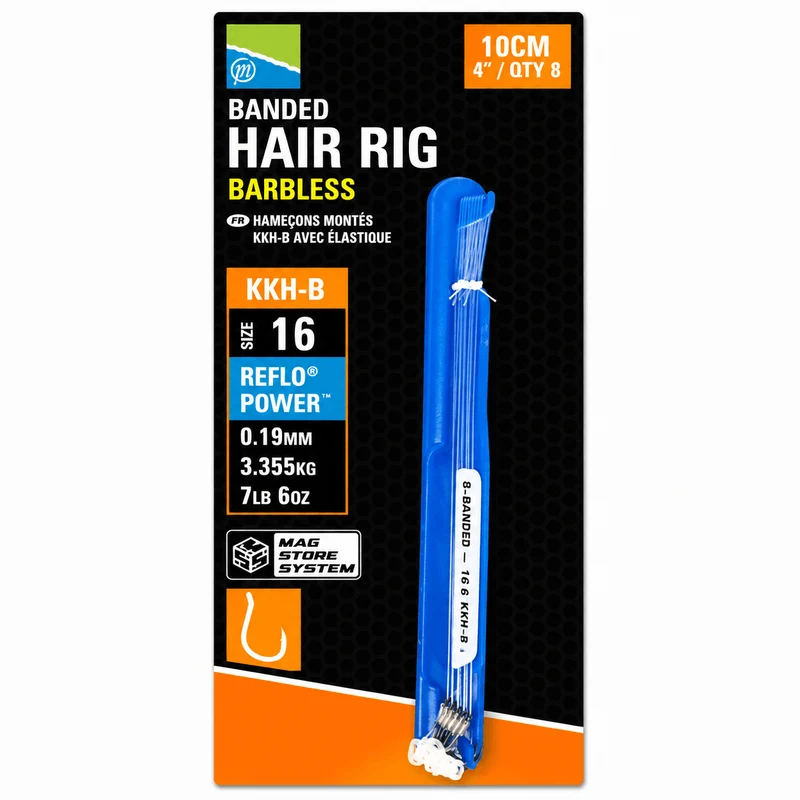 KKH-B Banded Hair Rig Barbless 10cm – 10 cm Onderlijnen met Bait Band en zonder Weerhaak