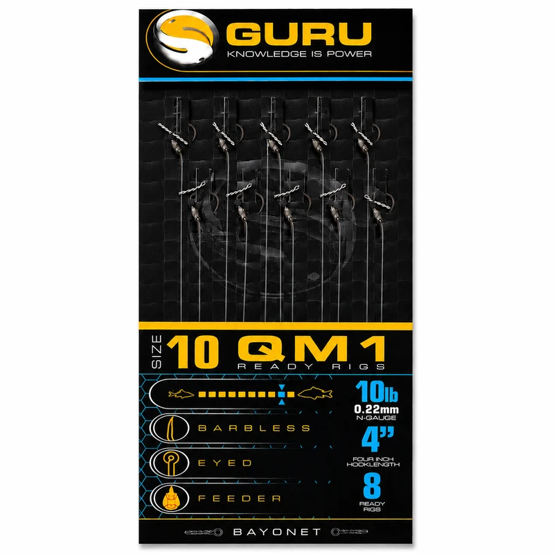 4" QM1 Bayonet Rigs Barbless – 10 cm Onderlijnen met Bayonet en zonder Weerhaak