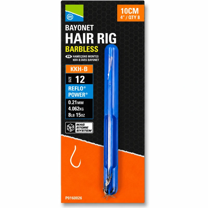 KKH-B Bayonet Hair Rig Barbless 10cm – 10 cm Onderlijnen met Bayonet en zonder Weerhaak