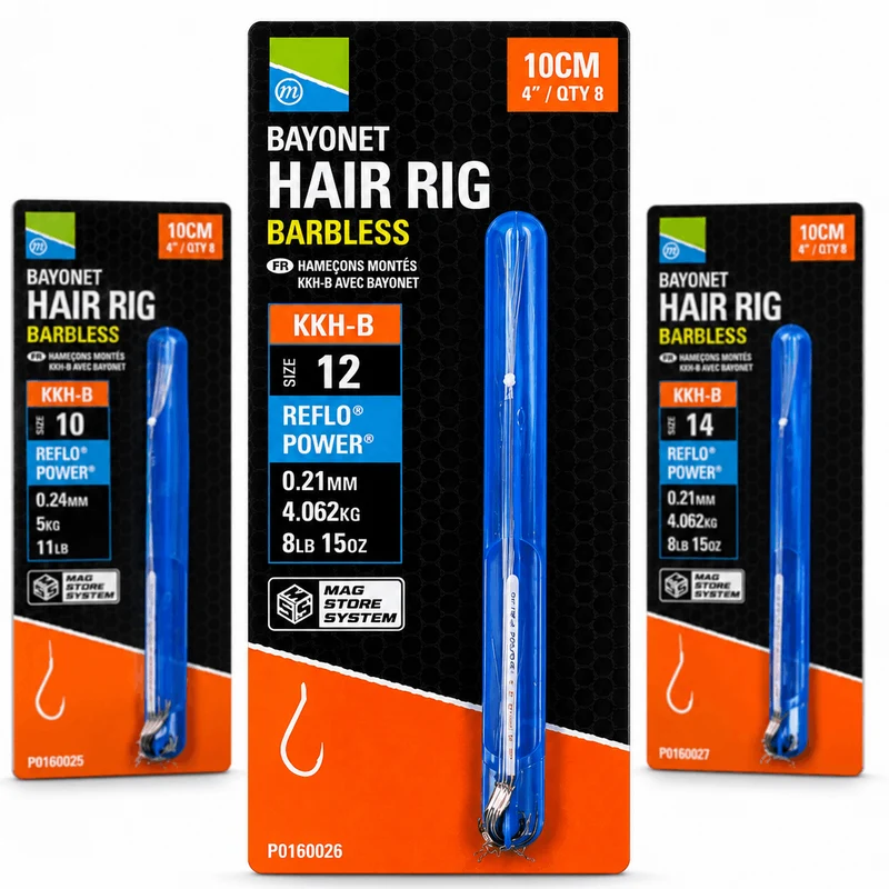 KKH-B Bayonet Hair Rig Barbless 10cm – 10 cm Onderlijnen met Bayonet en zonder Weerhaak