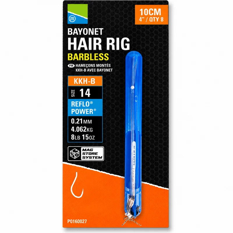 KKH-B Bayonet Hair Rig Barbless 10cm – 10 cm Onderlijnen met Bayonet en zonder Weerhaak