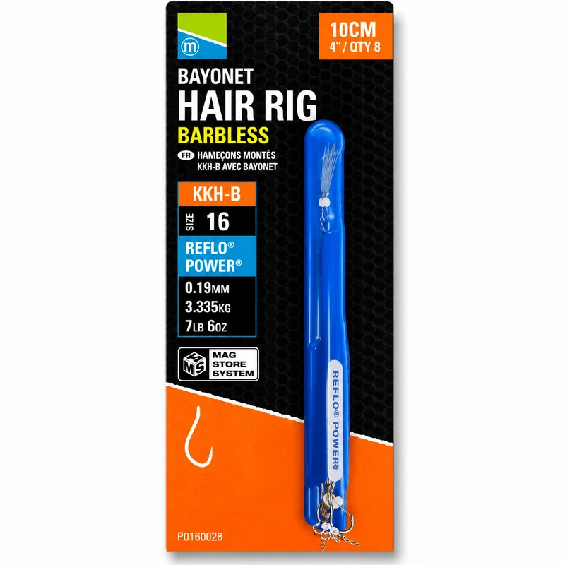 KKH-B Bayonet Hair Rig Barbless 10cm – 10 cm Onderlijnen met Bayonet en zonder Weerhaak