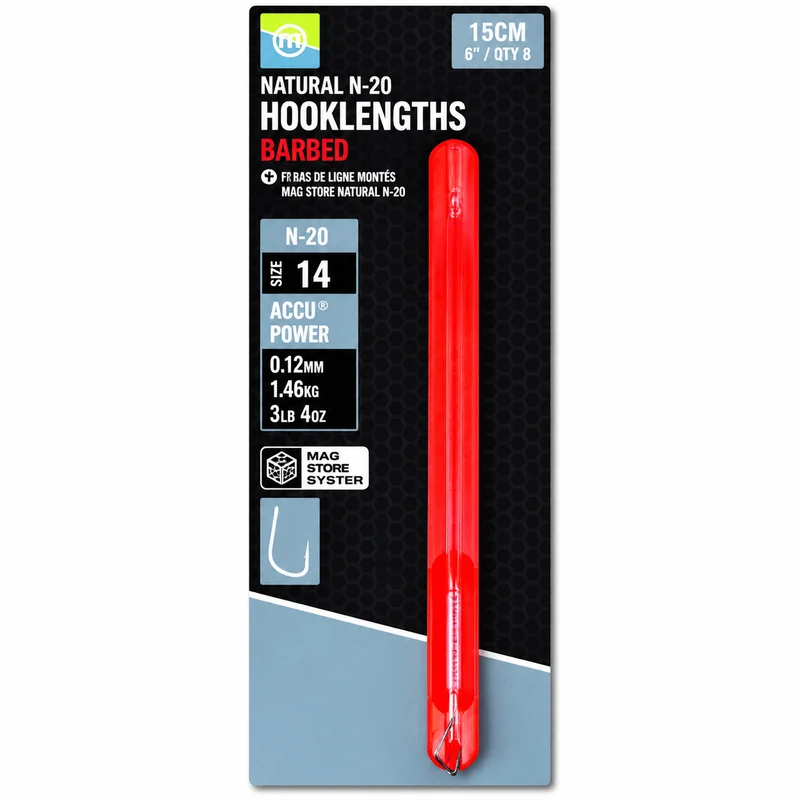Natural N-20 Hooklengths Barbed 15cm – 15 cm Onderlijnen met Weerhaak