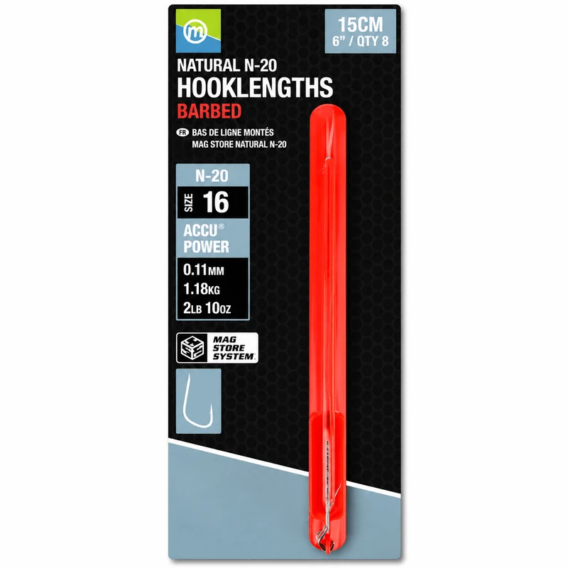 Natural N-20 Hooklengths Barbed 15cm – 15 cm Onderlijnen met Weerhaak