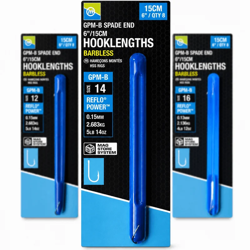 GPM-B Spade End Hooklengths Barbless 15cm – 15 cm Onderlijnen met Bled en zonder Weerhaak