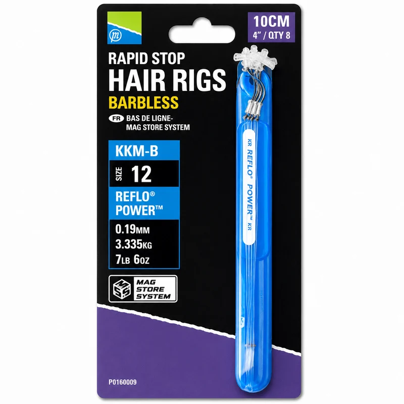 KKM-B Rapid Stop Hair Rigs Barbless 10cm – 10 cm Onderlijnen met Rapid Stop en zonder Weerhaak