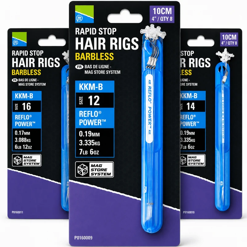 KKM-B Rapid Stop Hair Rigs Barbless 10cm – 10 cm Onderlijnen met Rapid Stop en zonder Weerhaak