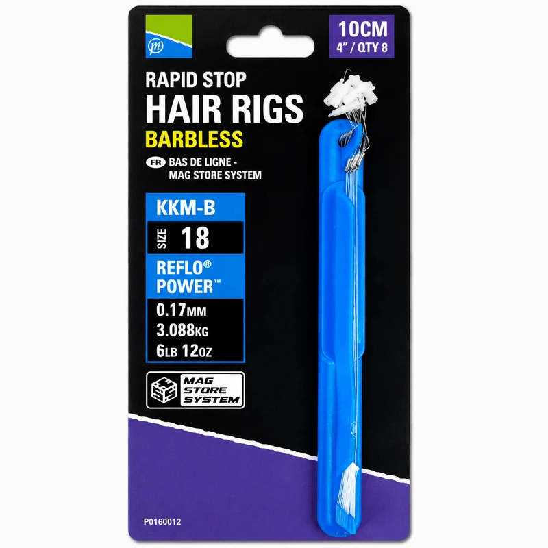KKM-B Rapid Stop Hair Rigs Barbless 10cm – 10 cm Onderlijnen met Rapid Stop en zonder Weerhaak