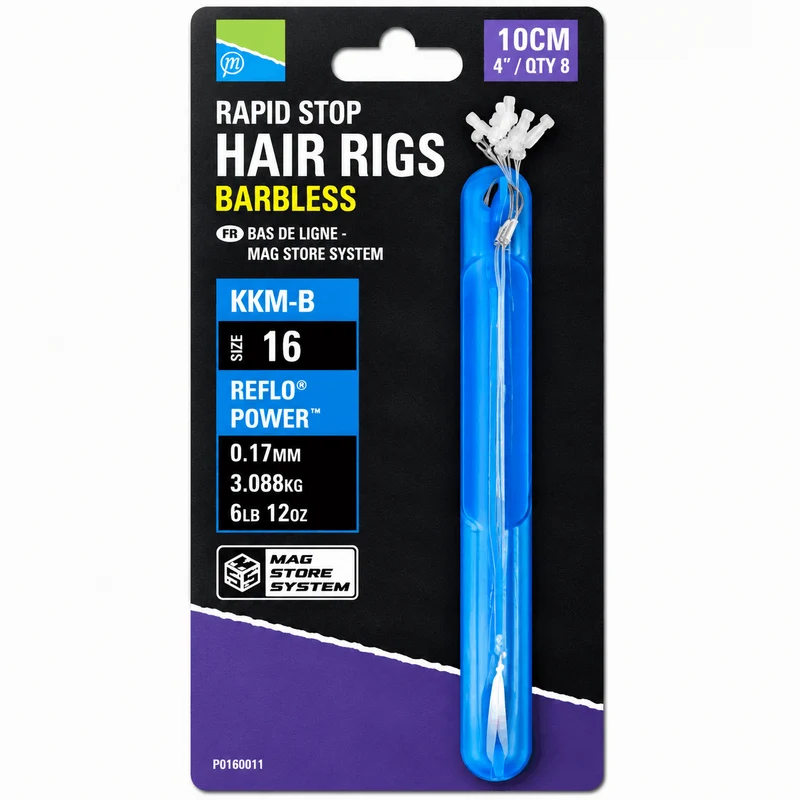 KKM-B Rapid Stop Hair Rigs Barbless 10cm – 10 cm Onderlijnen met Rapid Stop en zonder Weerhaak