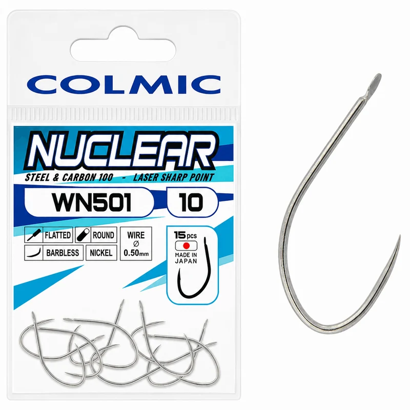 Nuclear WN501 Hooks Barbless Nickel – Nikkelen Haak zonder Weerhaak