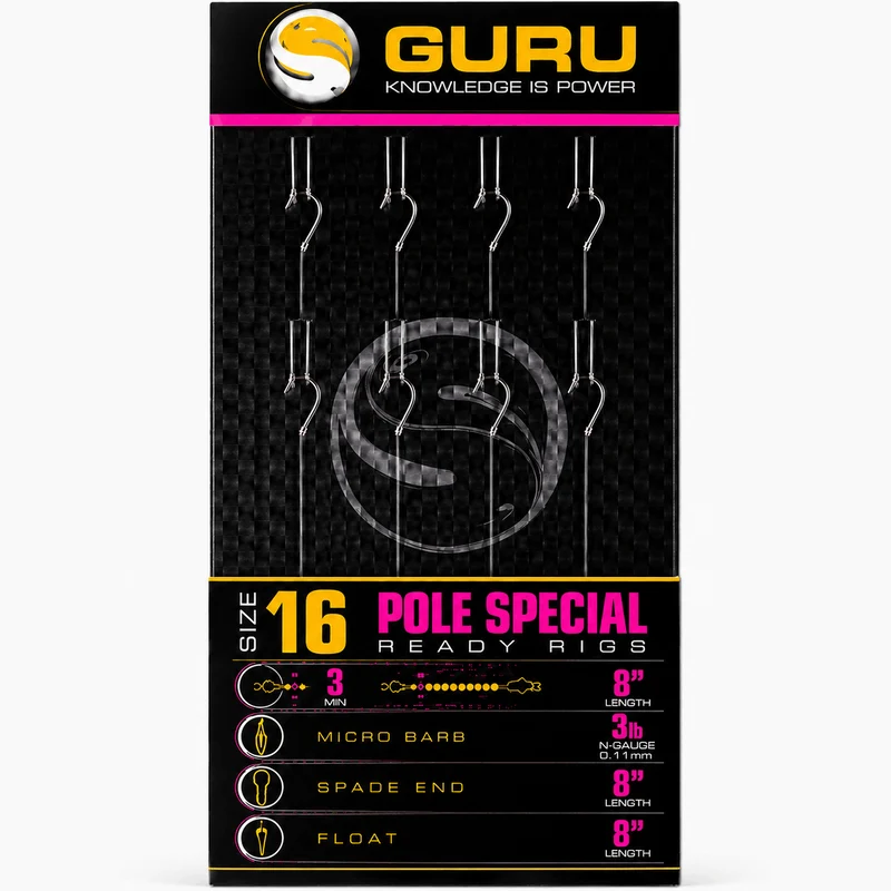 8" GPS Pole Special Ready Barbed Rigs – 20 cm Onderlijnen met Weerhaak