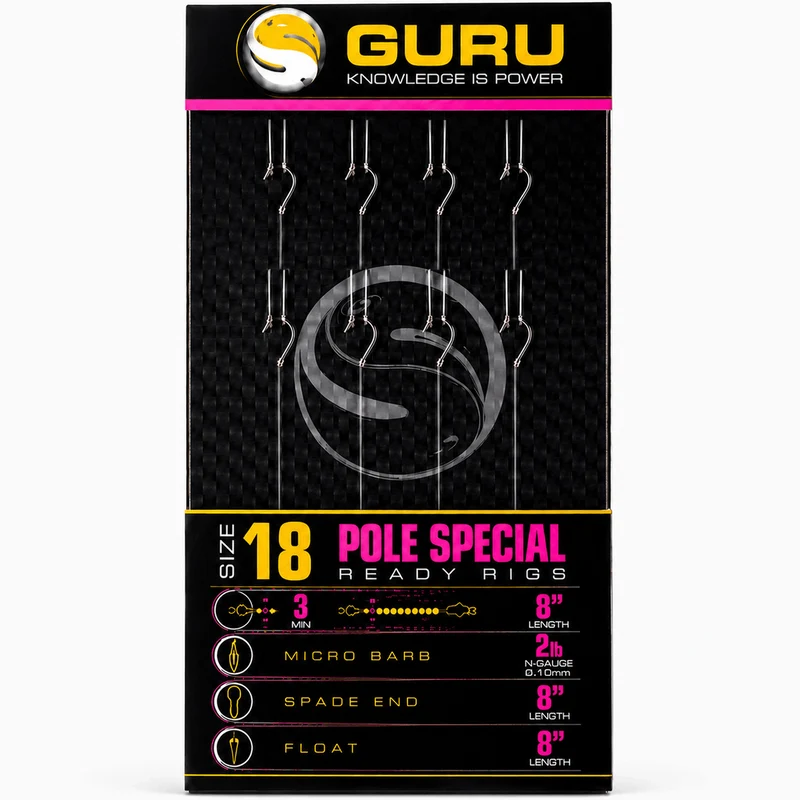 8" GPS Pole Special Ready Barbed Rigs – 20 cm Onderlijnen met Weerhaak