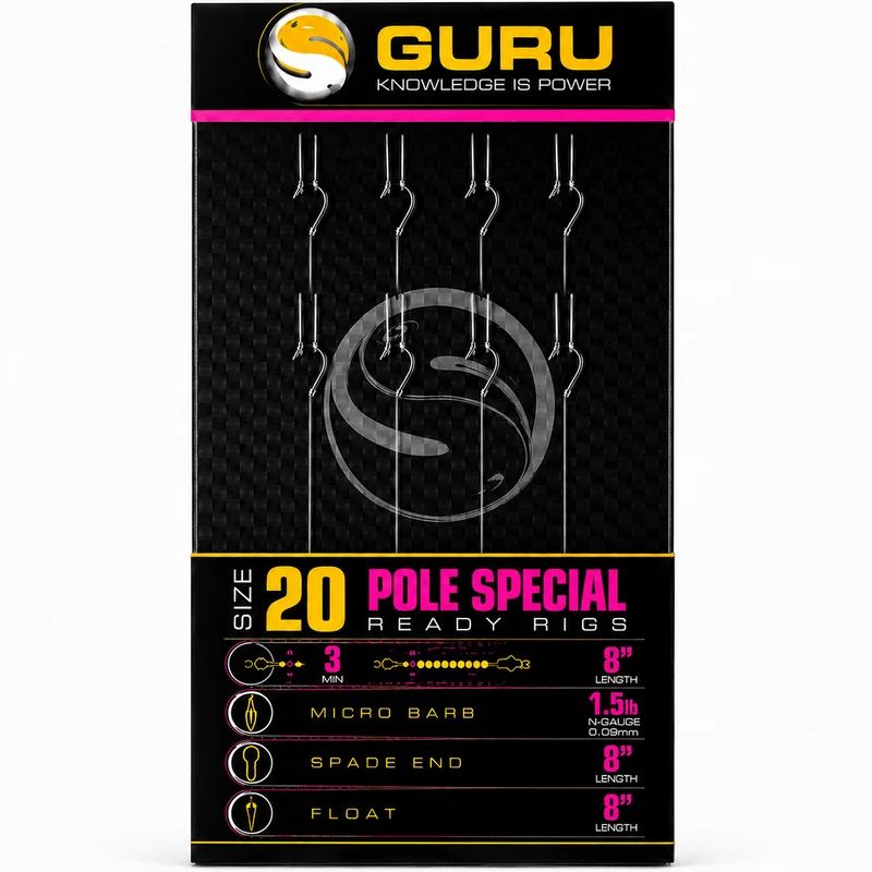8" GPS Pole Special Ready Barbed Rigs – 20 cm Onderlijnen met Weerhaak