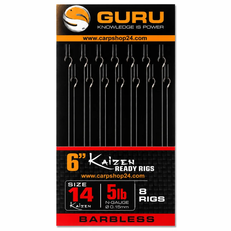 6" Kaizen Ready Rigs Barbless – 15 cm Onderlijnen zonder Weerhaak