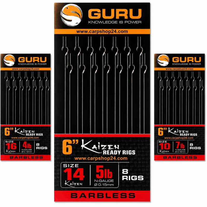 6" Kaizen Ready Rigs Barbless – 15 cm Onderlijnen zonder Weerhaak