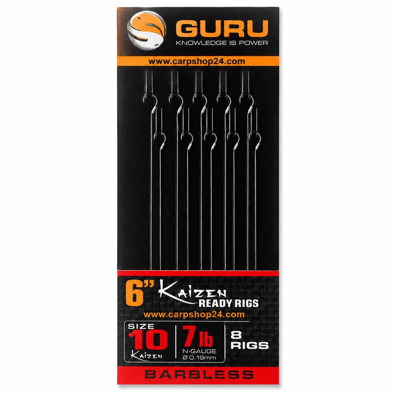 6" Kaizen Ready Rigs Barbless – 15 cm Onderlijnen zonder Weerhaak