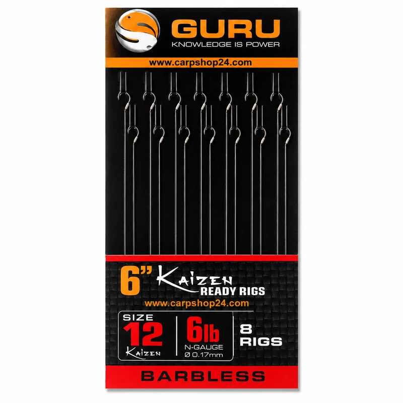 6" Kaizen Ready Rigs Barbless – 15 cm Onderlijnen zonder Weerhaak