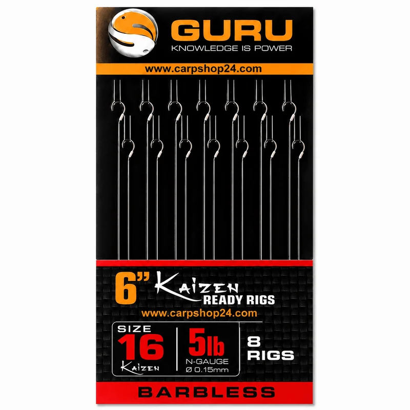 6" Kaizen Ready Rigs Barbless – 15 cm Onderlijnen zonder Weerhaak