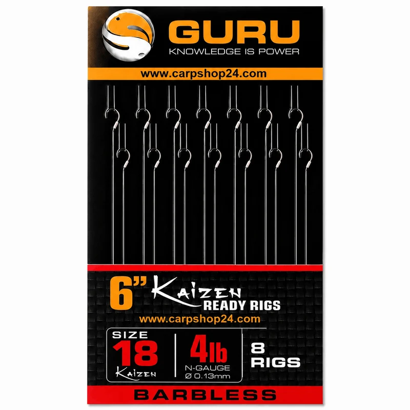 6" Kaizen Ready Rigs Barbless – 15 cm Onderlijnen zonder Weerhaak