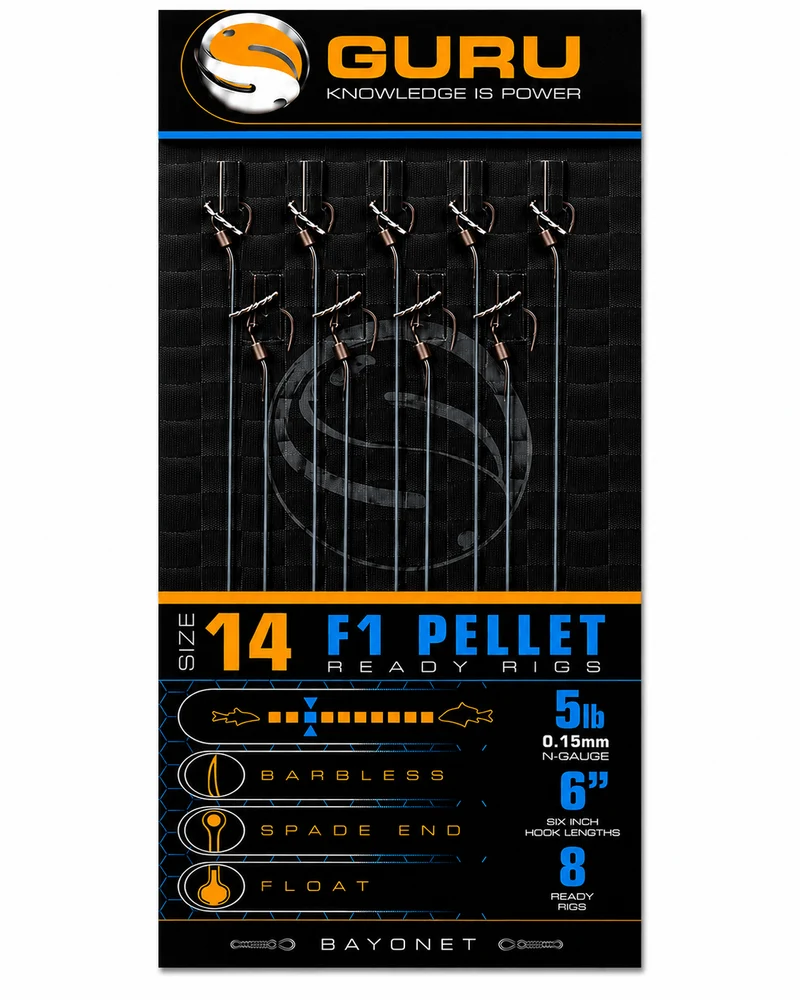 6" F1-pellet Ready Rigs Barbless – 15 cm Onderlijnen zonder Weerhaak 💰