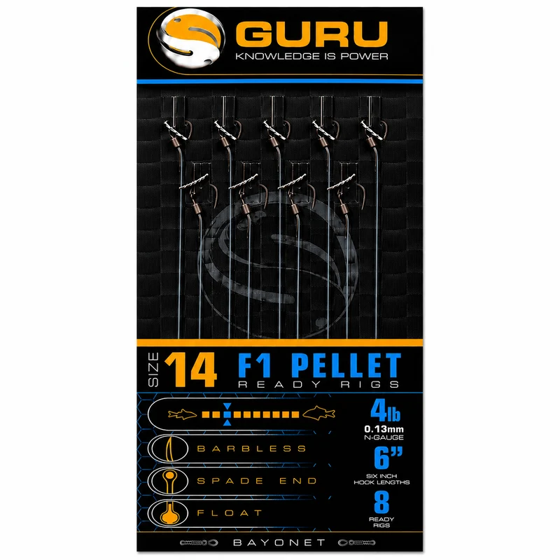 6" F1-pellet Ready Rigs Barbless – 15 cm Onderlijnen zonder Weerhaak 💰