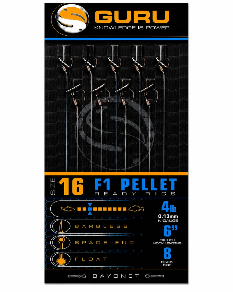 6" F1-pellet Ready Rigs Barbless – 15 cm Onderlijnen zonder Weerhaak 💰