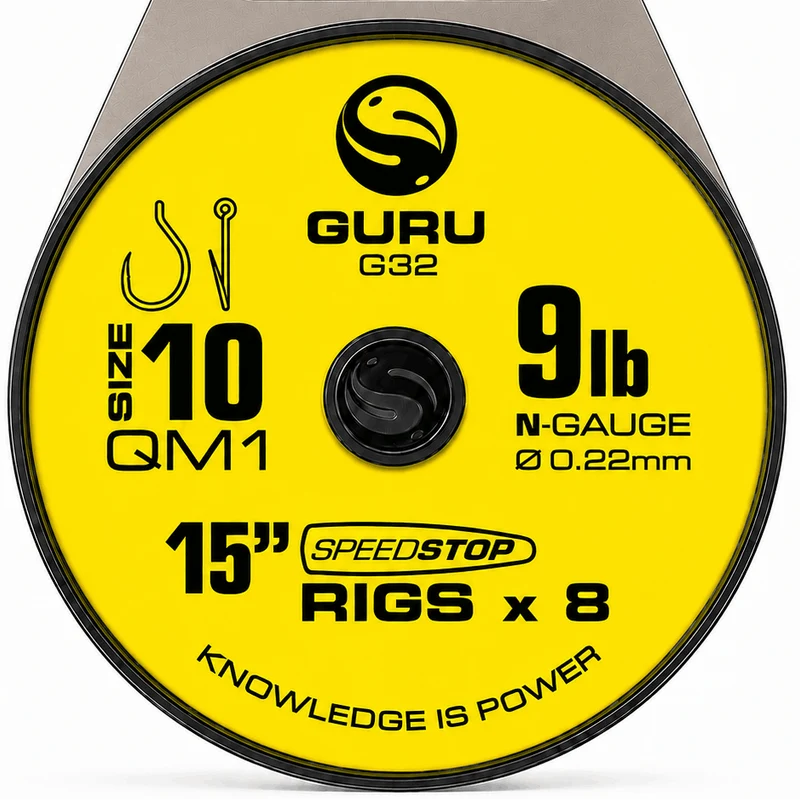 15" QM1 Speedstop Barbless Rigs – 38 cm Onderlijnen met Speed Stop en zonder Weerhaak