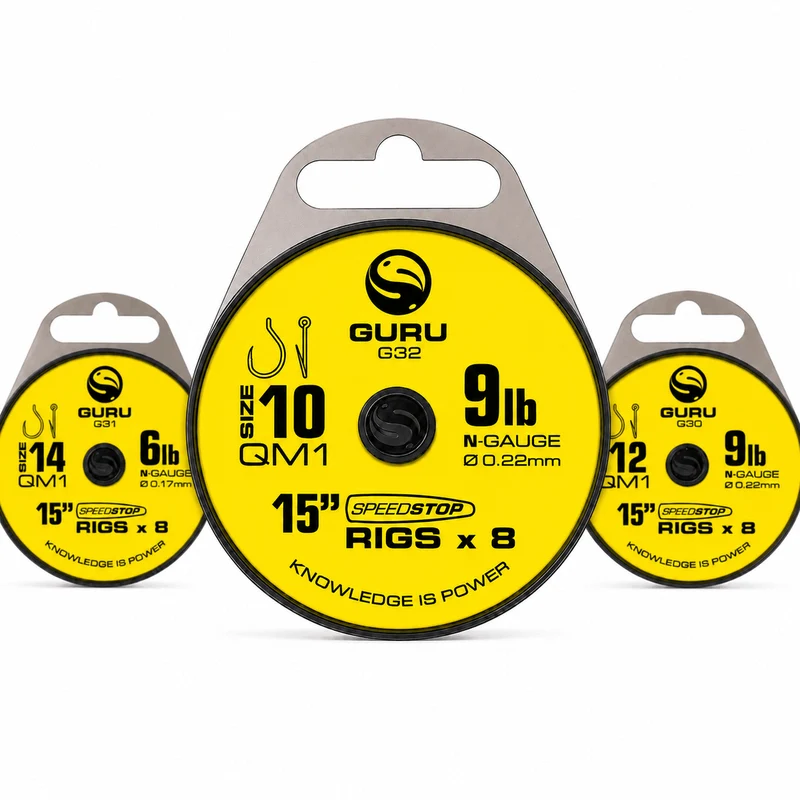 15" QM1 Speedstop Barbless Rigs – 38 cm Onderlijnen met Speed Stop en zonder Weerhaak