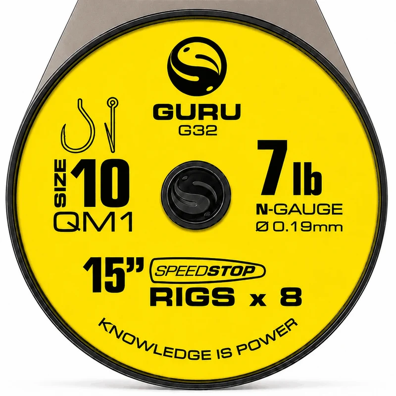 15" QM1 Speedstop Barbless Rigs – 38 cm Onderlijnen met Speed Stop en zonder Weerhaak