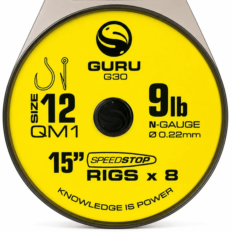 15" QM1 Speedstop Barbless Rigs – 38 cm Onderlijnen met Speed Stop en zonder Weerhaak