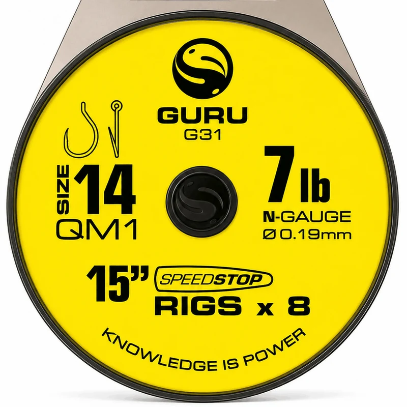 15" QM1 Speedstop Barbless Rigs – 38 cm Onderlijnen met Speed Stop en zonder Weerhaak