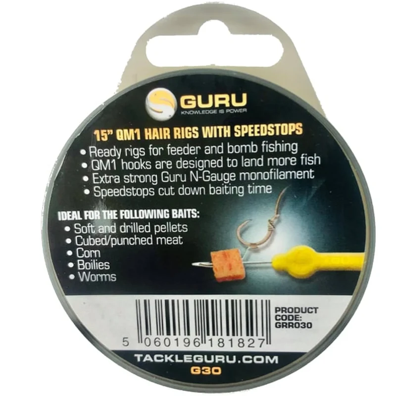 15" QM1 Speedstop Barbless Rigs – 38 cm Onderlijnen met Speed Stop en zonder Weerhaak