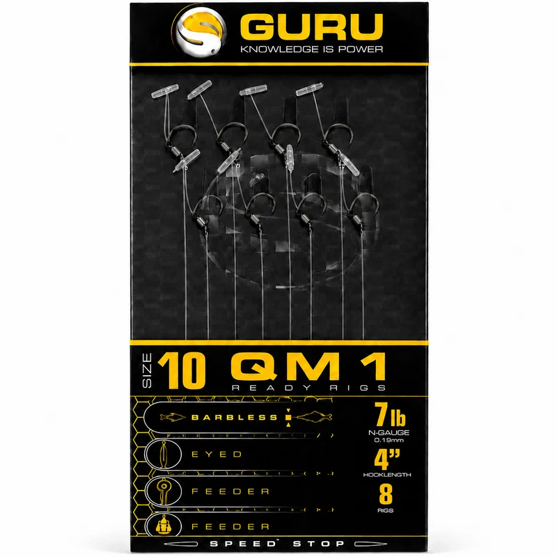 4" QM1 Speed Stop Barbless Rigs – 10 cm Onderlijnen met Speed Stop en zonder Weerhaak