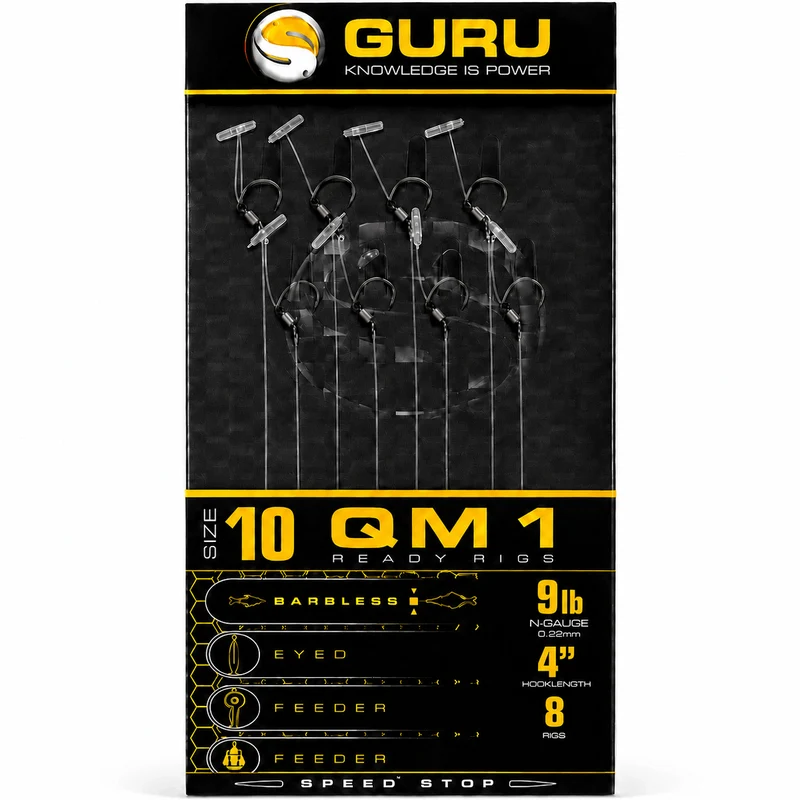 4" QM1 Speed Stop Barbless Rigs – 10 cm Onderlijnen met Speed Stop en zonder Weerhaak