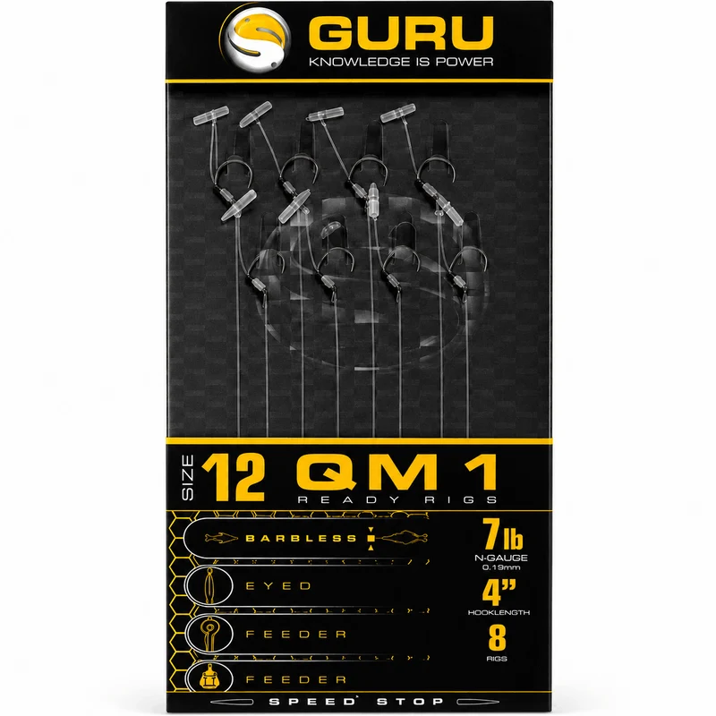 4" QM1 Speed Stop Barbless Rigs – 10 cm Onderlijnen met Speed Stop en zonder Weerhaak